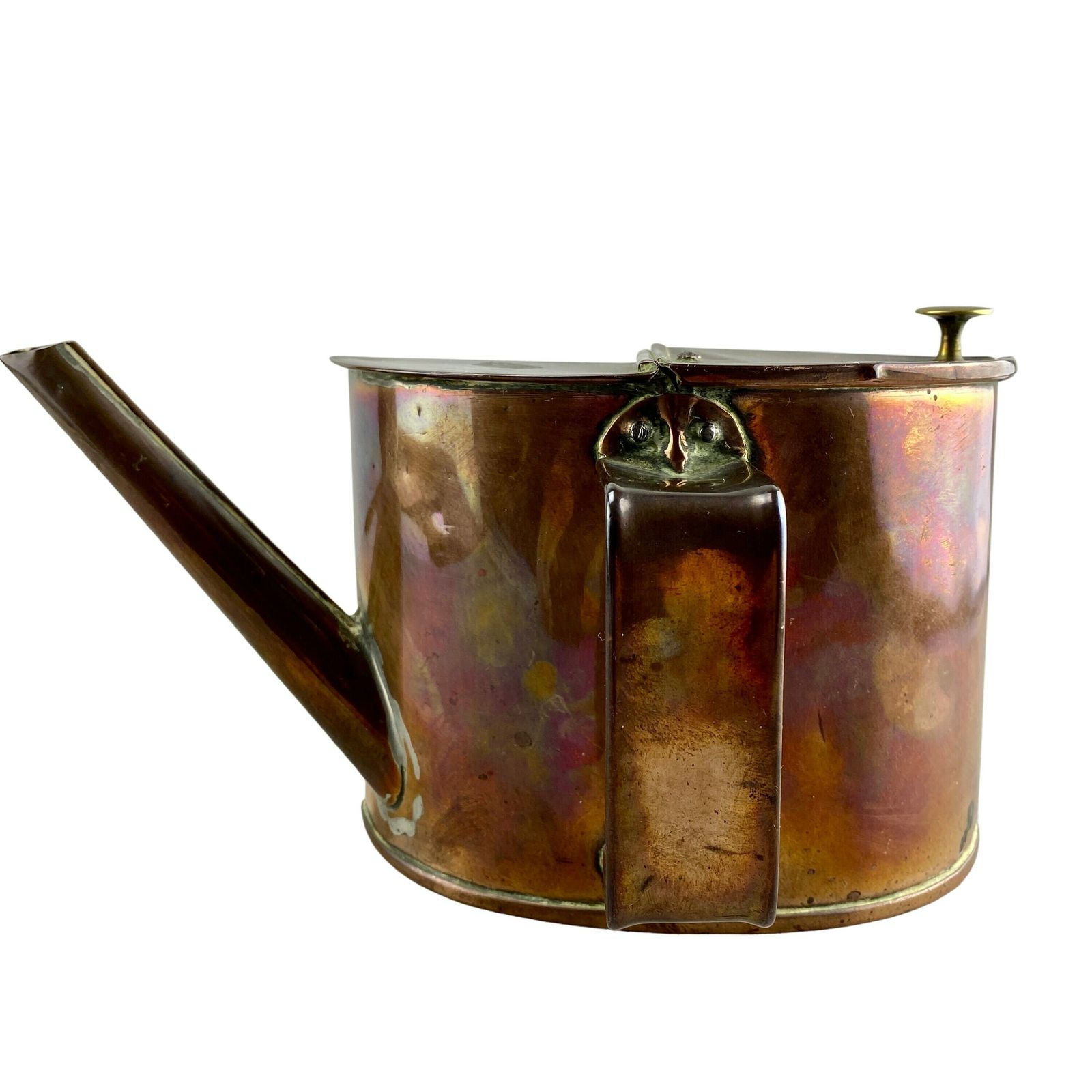 Victorian Copper Flat Back Barge Hot Water Carrier   Carriage Water Carrier