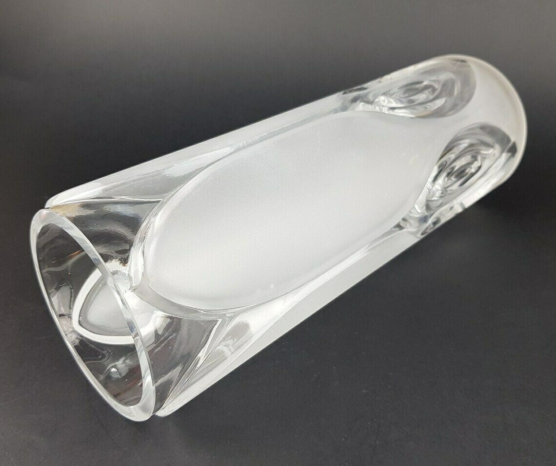 Vintage Peill Und Putzler Frosted Glass Cylinder Vase West Germany 1960s 1970s photo 86.0
