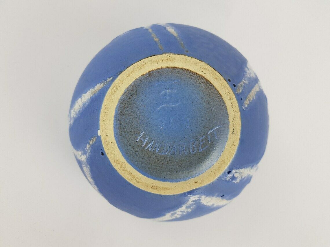 Vintage Schlossberg Keramik Fat Lava Bloempot/Vaas Met Azur Decor, Jaren 1970, West Duits Aardewerk photo 76.0