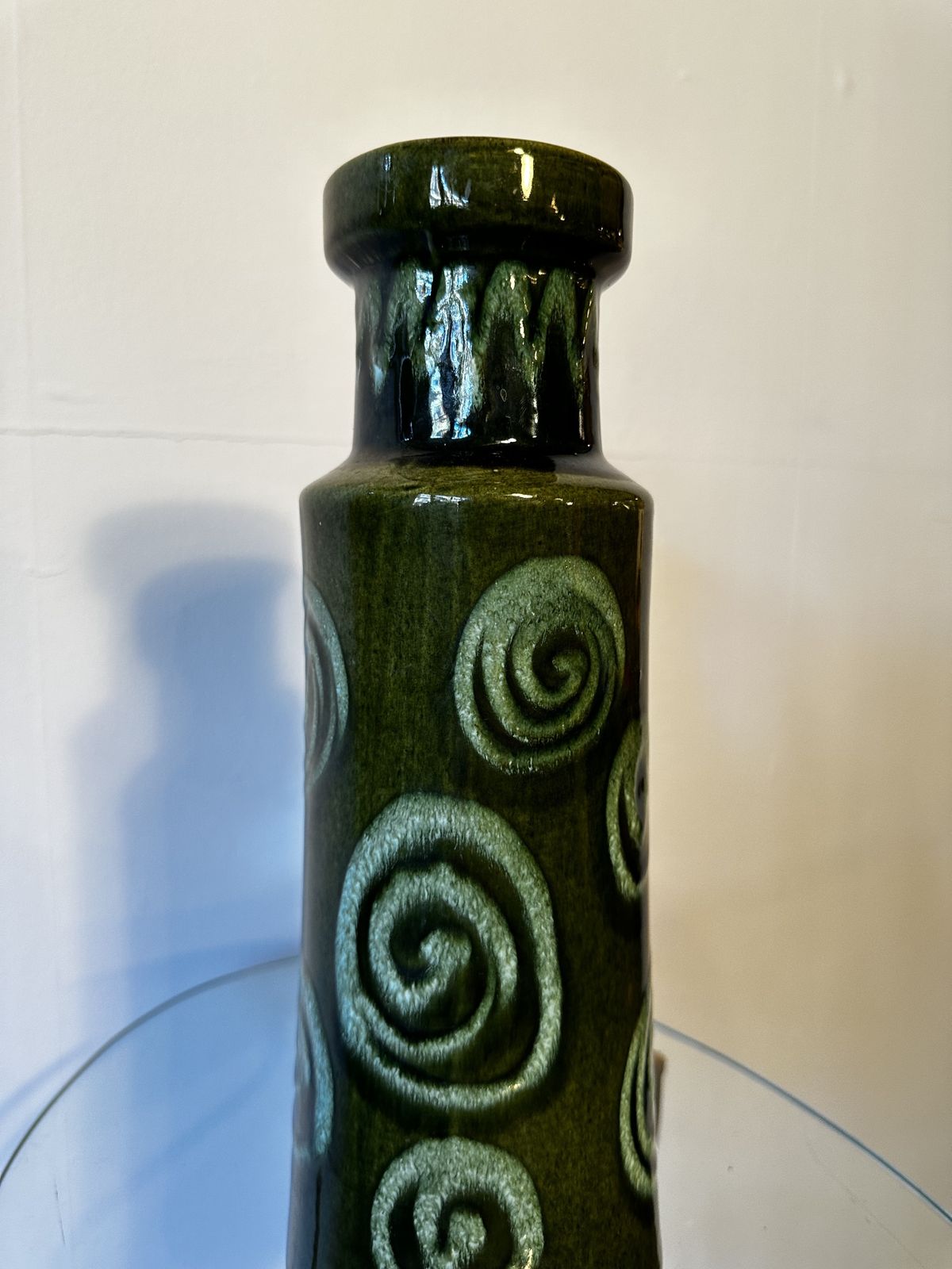 Very Rare Rich Green ‘High’ West German Vase By Aloïs Scheurich, 1960 photo for sale