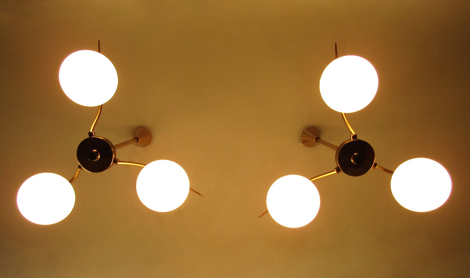 Pair Of 1960s Etched Globe Madmen Chandeliers By Maison Arlus photo furniture