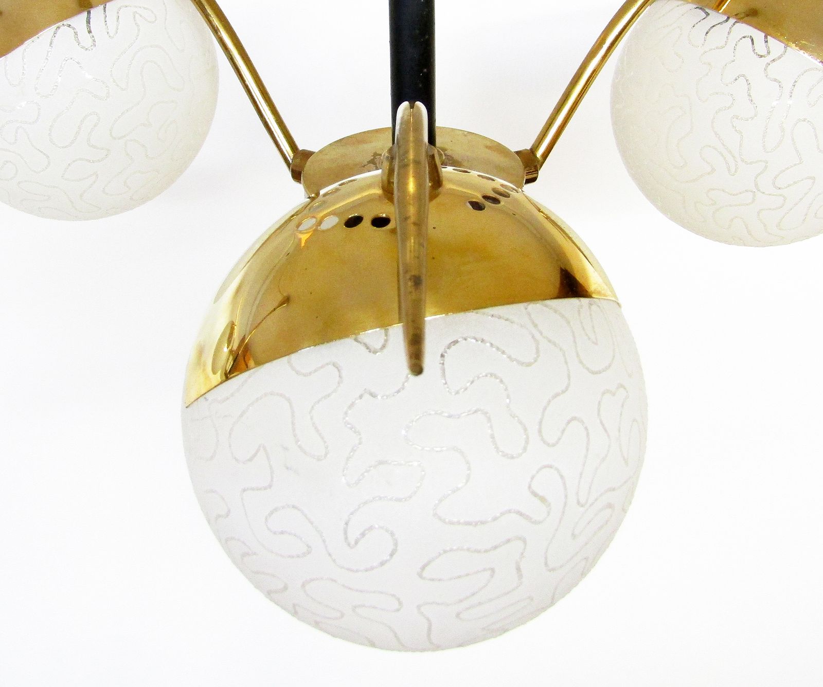 photo furniture Pair Of 1960s Etched Globe Madmen Chandeliers By Maison Arlus