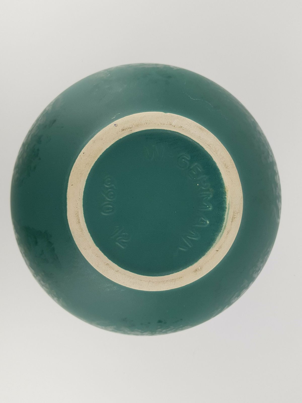 Vintage Bay Keramik Ceramic Green Disk Vase 690/12 West German Pottery 1980s photo Home Decor