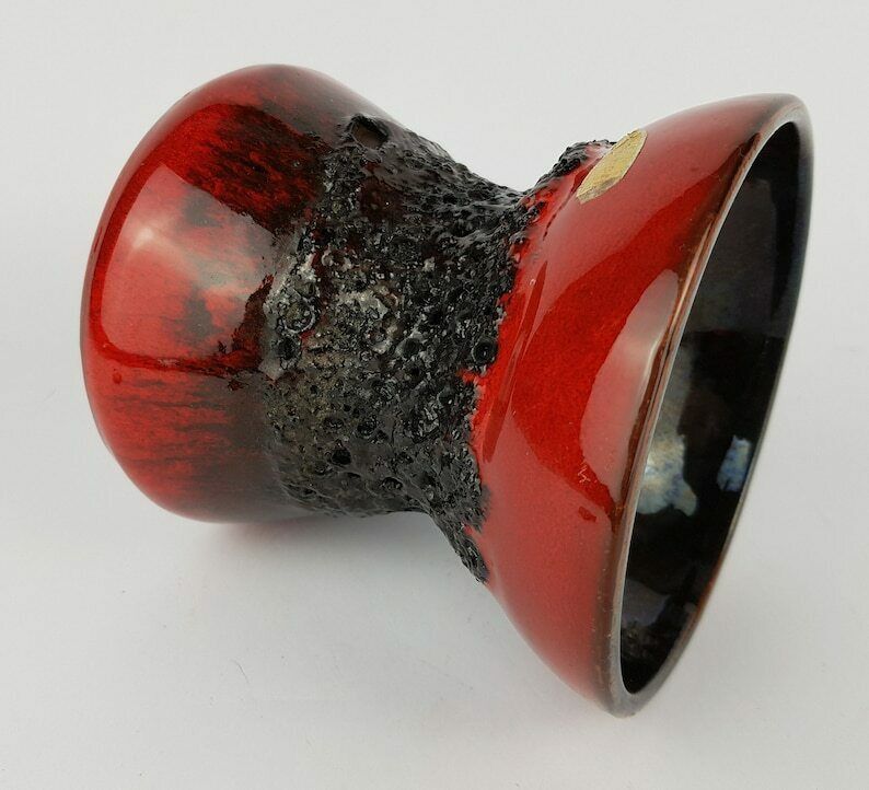 Vintage Rode Kreutz Keramik Diabolo Fat Lava Vaas 430 West German Pottery 1970 photo Woonaccessoires