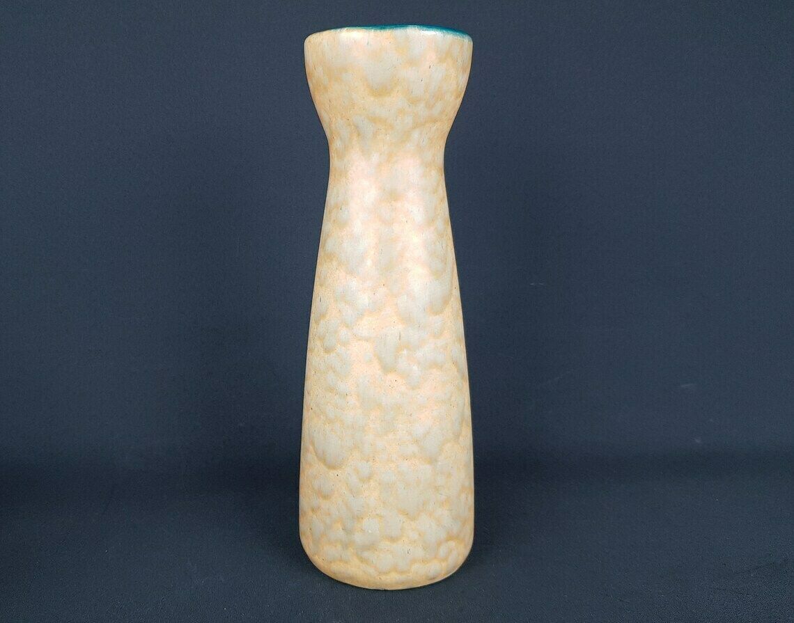 Vintage 1970s Scheurich Keramik Yellow Fat Lava Diabolo Vase 520 32 West German Pottery