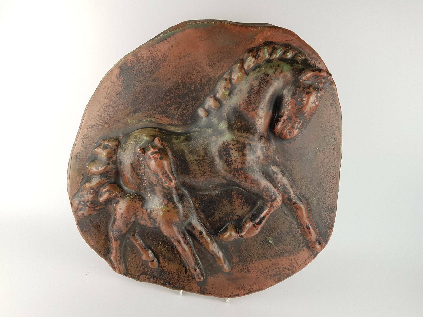 Vintage Paul Dresler Grootenburg Wall Plate With Horses Studio Art Pottery Germany 1960's