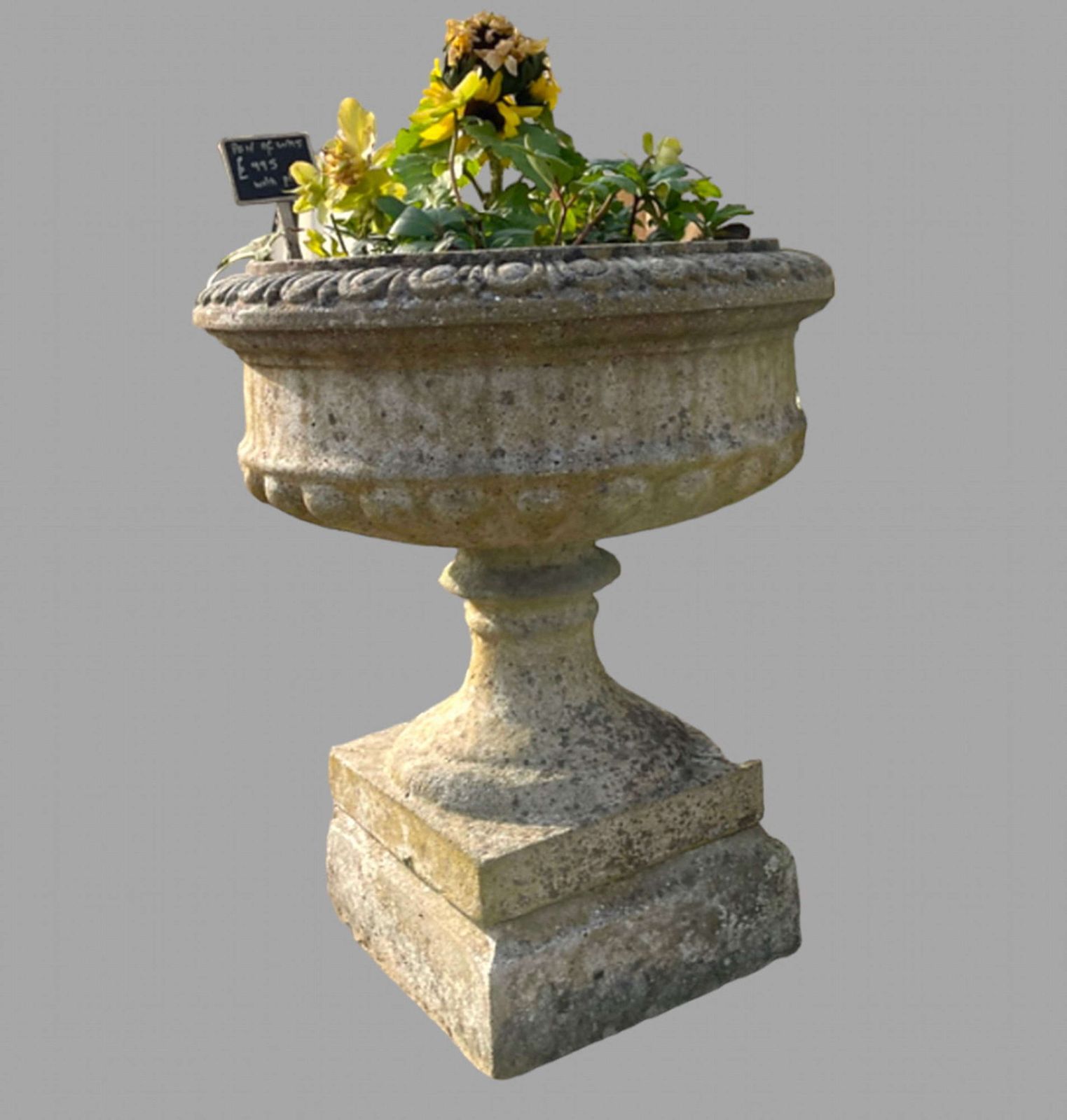 A Pair Of Mid Century Reconstituted Garden Urns photo Garden Decor