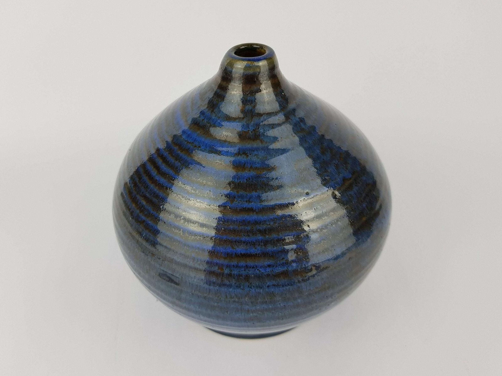 Vintage Studio Art Pottery Stylish Blue Design Vase By Helma Klett 1950 60 West Germany photo for sale