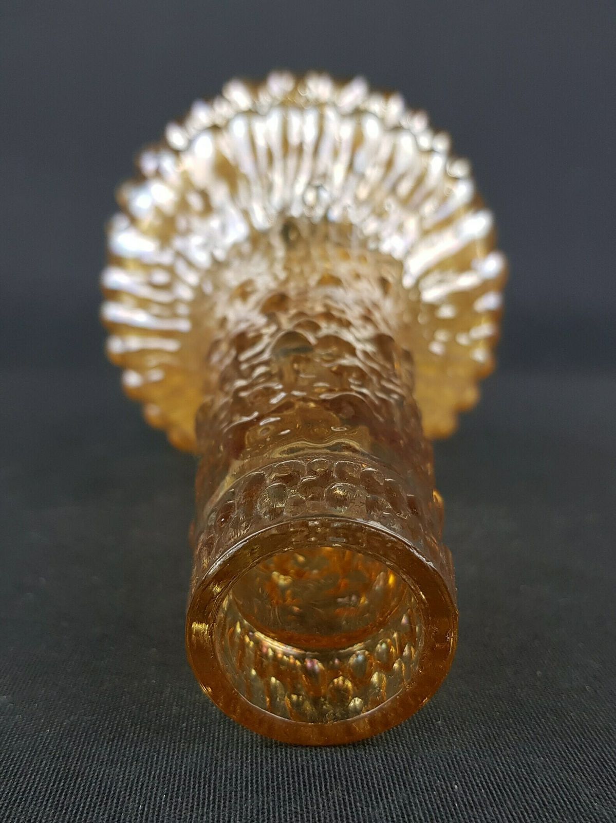 Vintage Unieke Carnival Glass Vaas Met Barnsteen Goudgele Iriserende Glans En Druipende Decoratie, Europees Glas, Jaren 1960–1970 photo 64.0