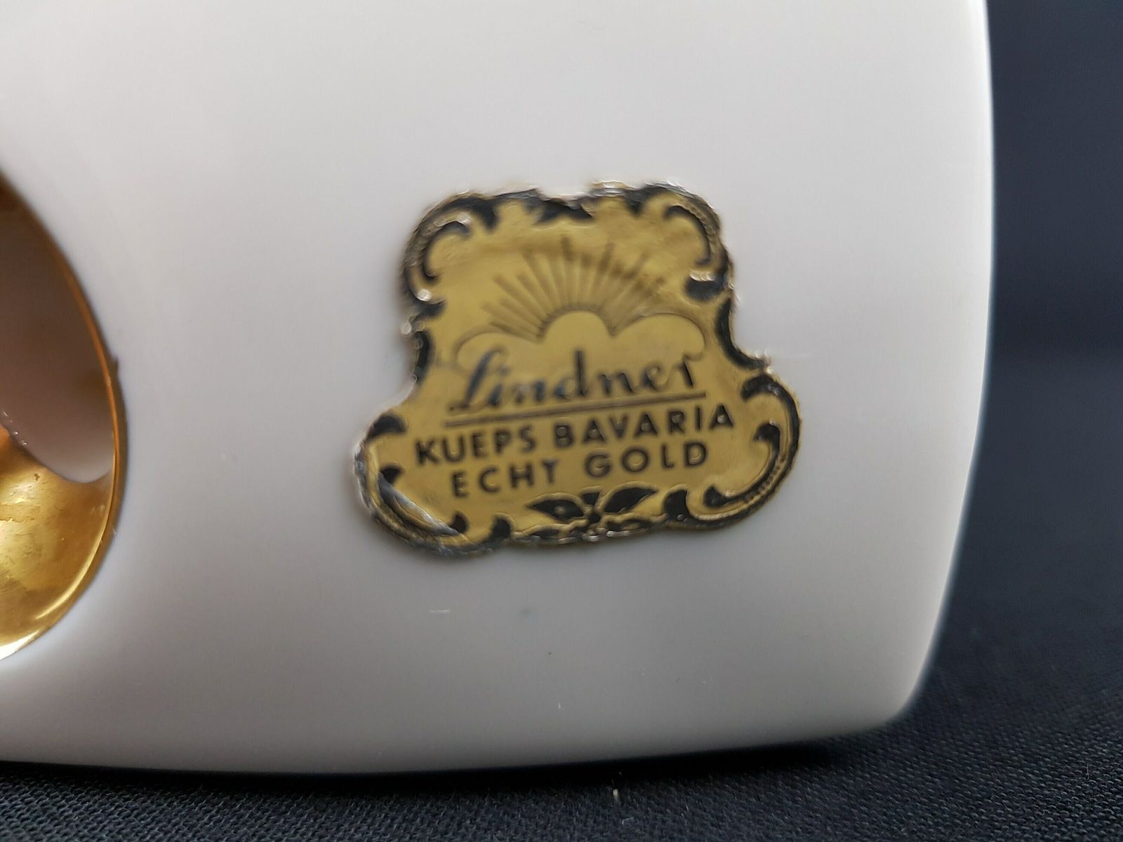 Vintage Lindner Porzellan Echt Gold Kandelaar Kueps Bavaria Jaren 1980 photo for sale
