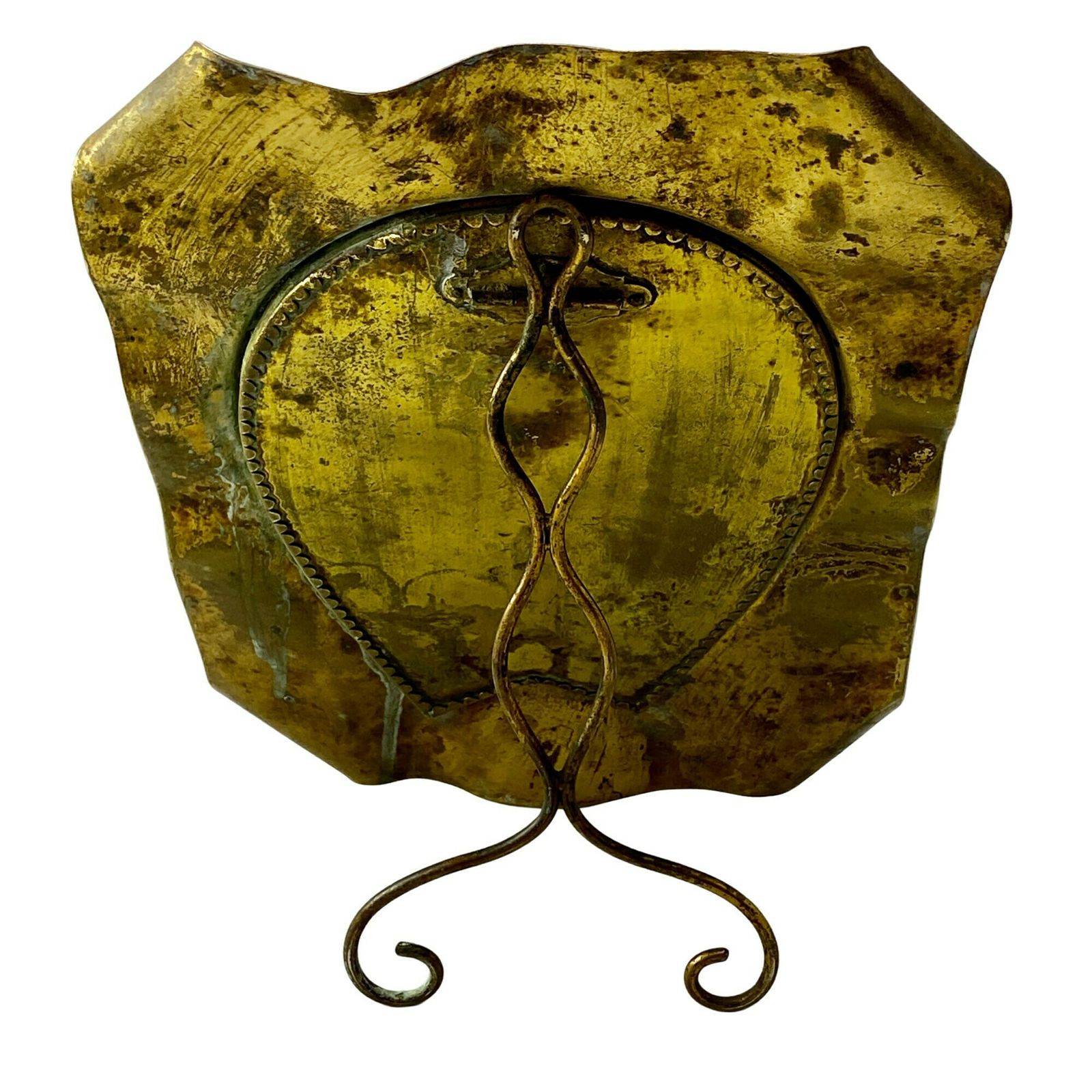 Antique French Art Nouveau Brass Dragonfly Mirror   5 Leaf Clover   Wall Hanging   Free Standing   Home Decor photo vinterior
