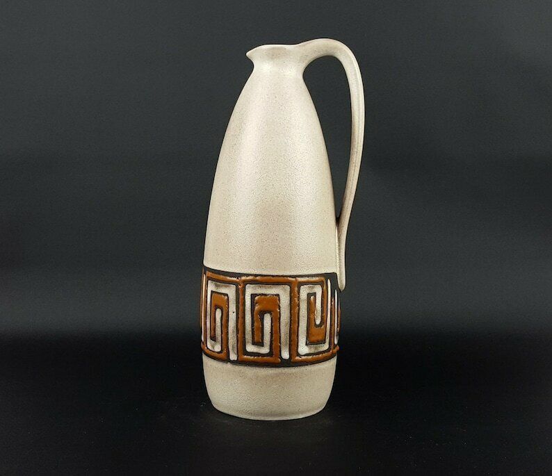 Vintage Jaren 1960–70 Ruscha Keramik Kan/Vaas Met Hellas Decor, West Duits Aardewerk #