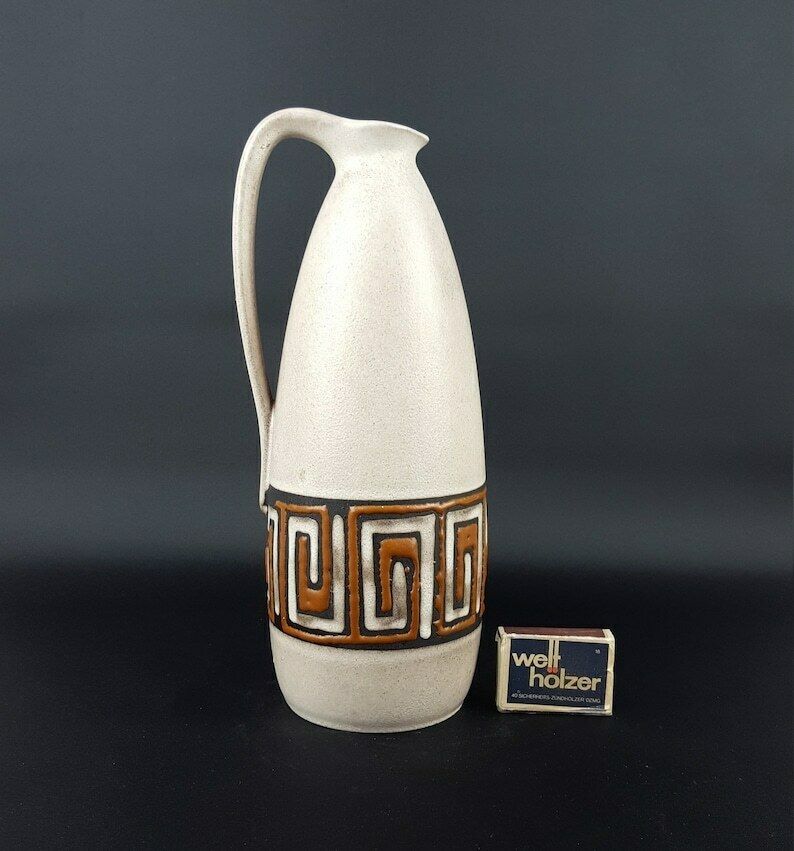 Vintage Jaren 1960–70 Ruscha Keramik Kan/Vaas Met Hellas Decor, West Duits Aardewerk # photo furniture