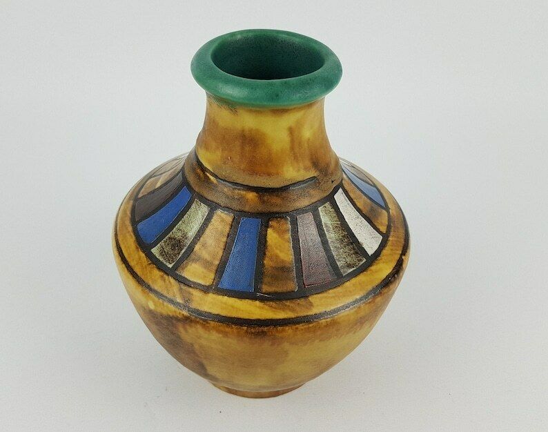 Vintage Ceramano Vaas Met Meanderdekor, West German Pottery photo for sale