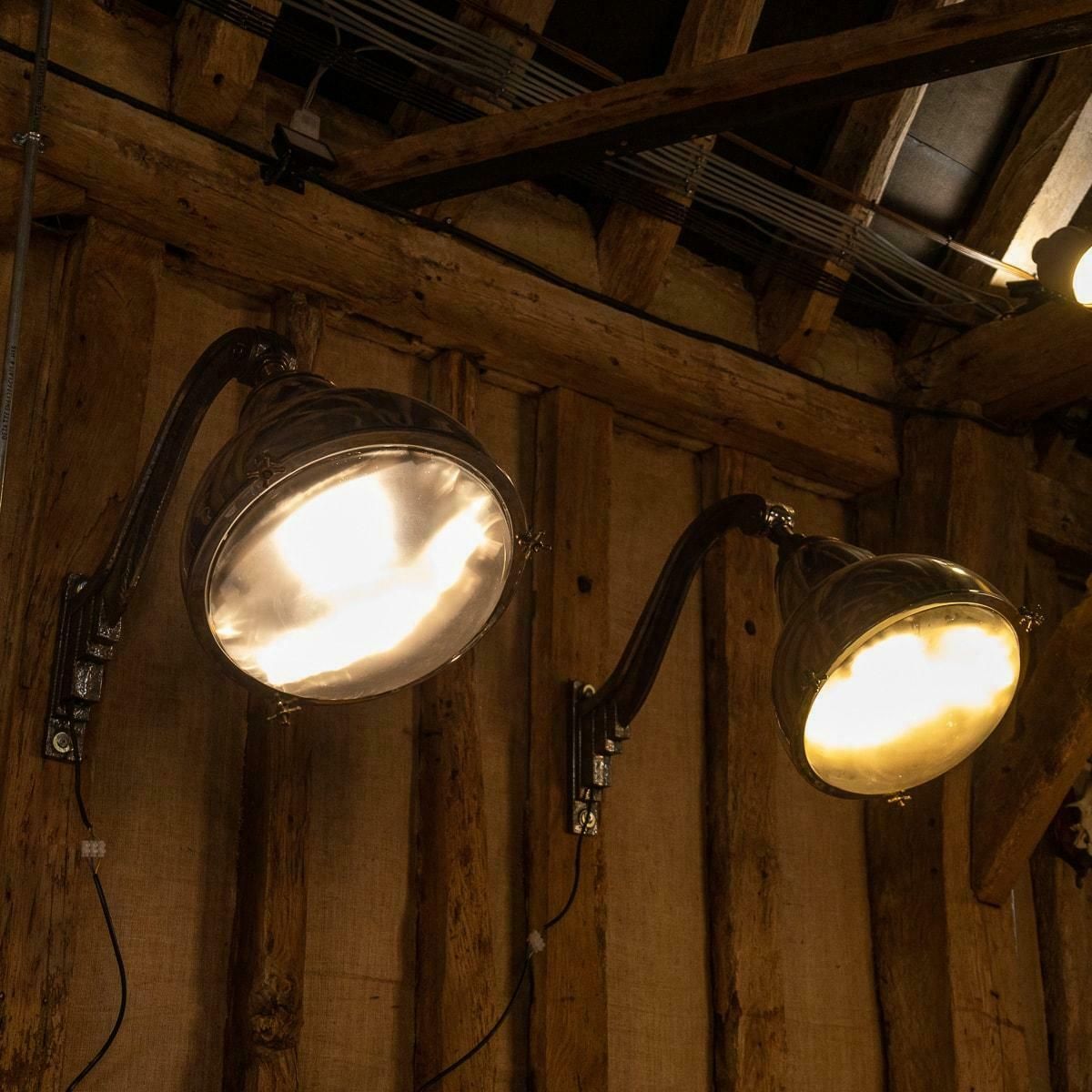 20th Century Dutch Pair Of Polished Metal Outdoor Lamps, C.1920 photo for sale
