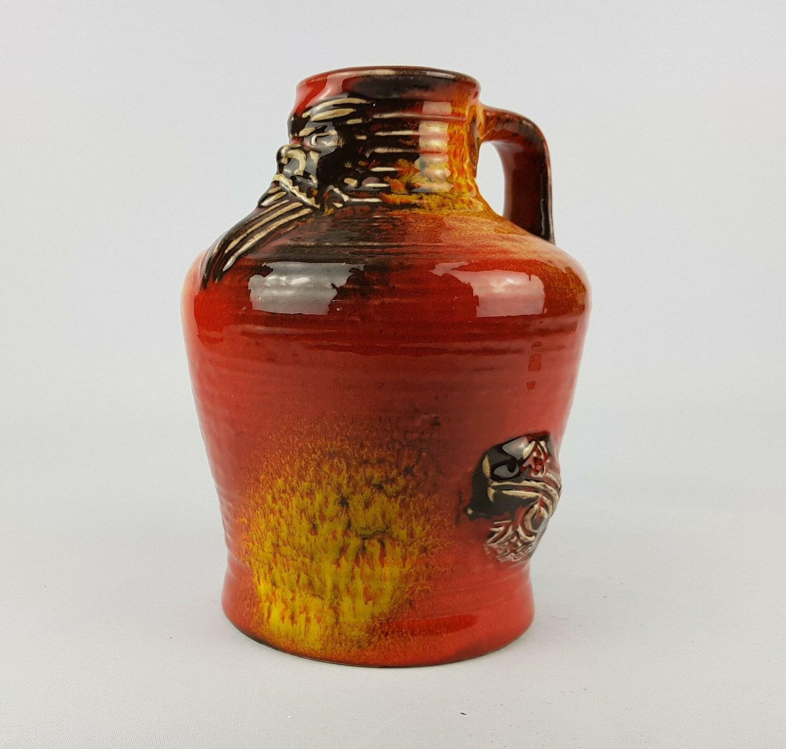 Vintage Red And Yellow Carstens Tonnieshof Keramik Multicolour Vase West German Pottery photo furniture