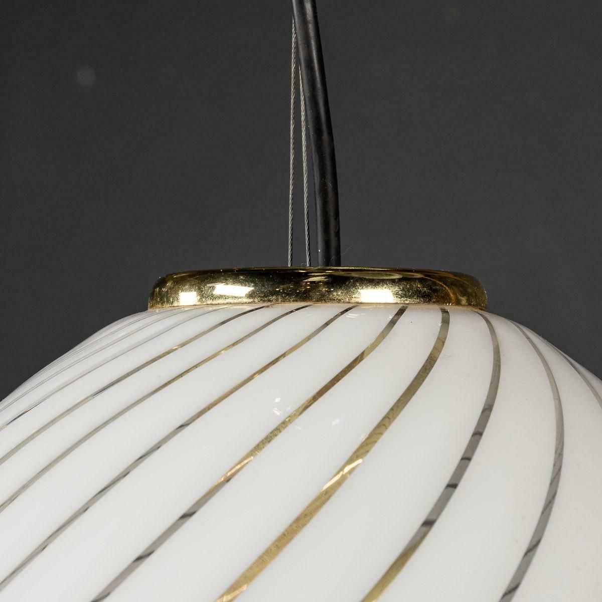 20th Century Italian Murano Glass Swirl Bowl Pendant Light By Avmazzega, C.1970 photo 2495.0