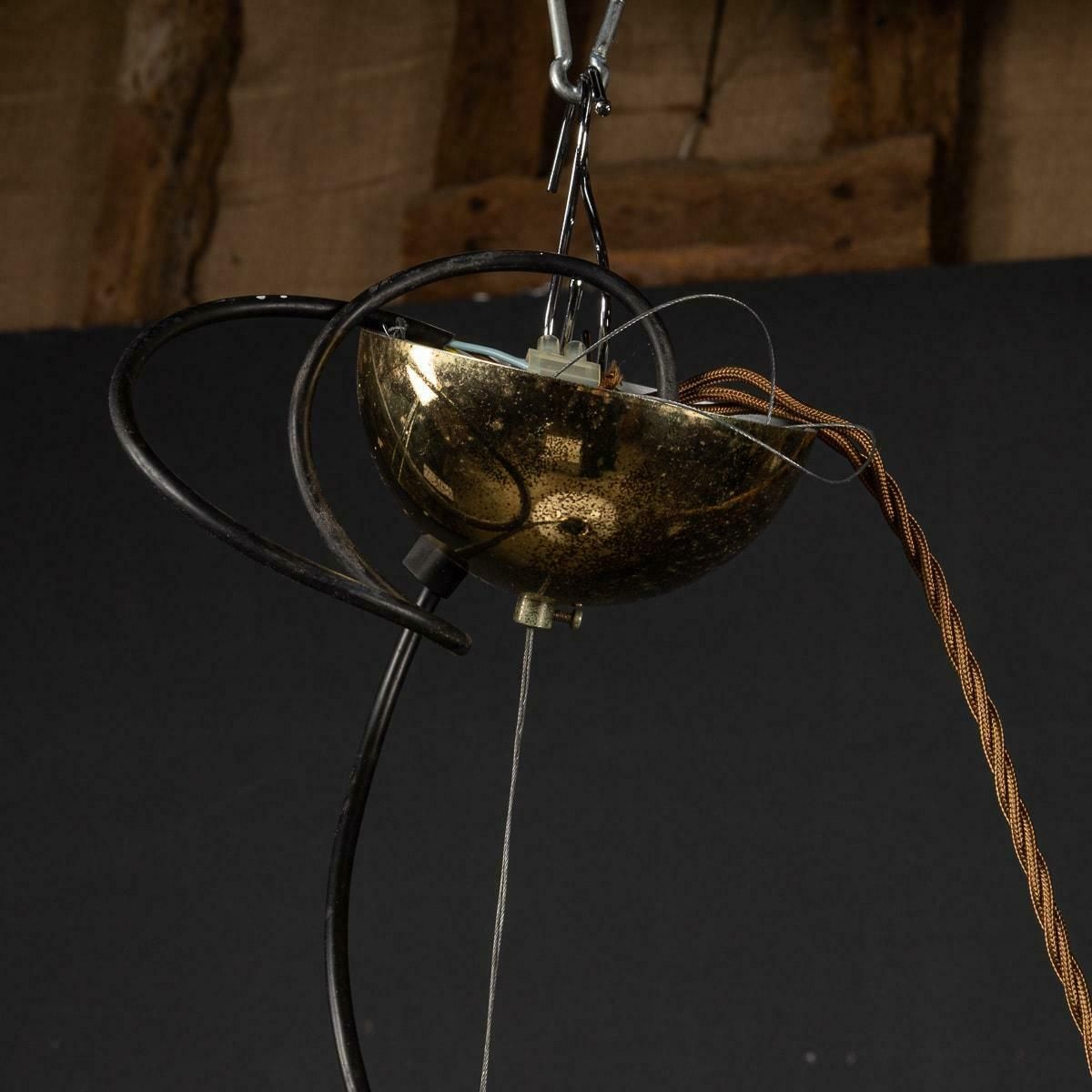 photo for sale 20th Century Italian Murano Glass Swirl Bowl Pendant Light By Avmazzega, C.1970