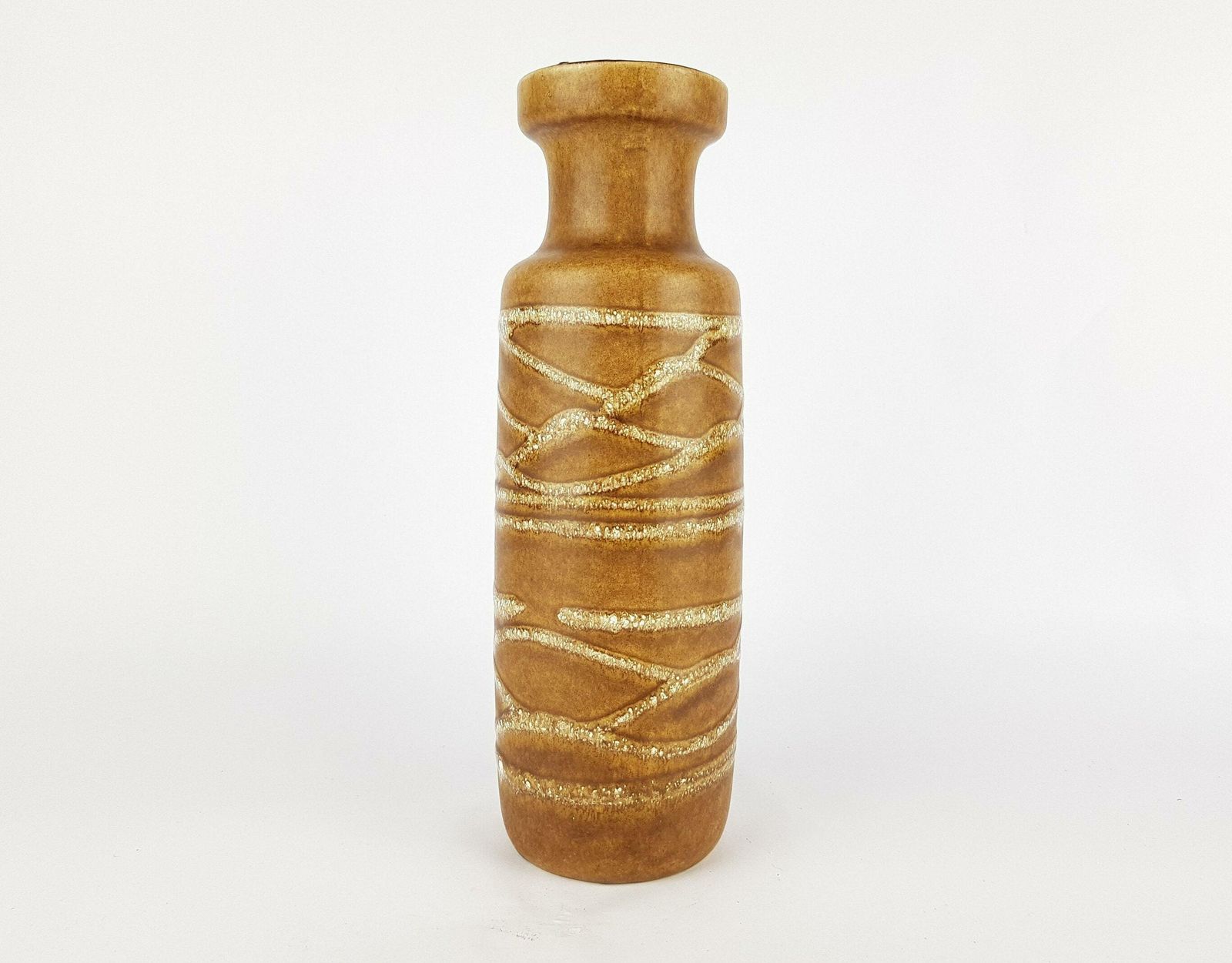 Vintage Brown With White Lava Scheurich Keramik Vase 200 28 West German Pottery 1970s