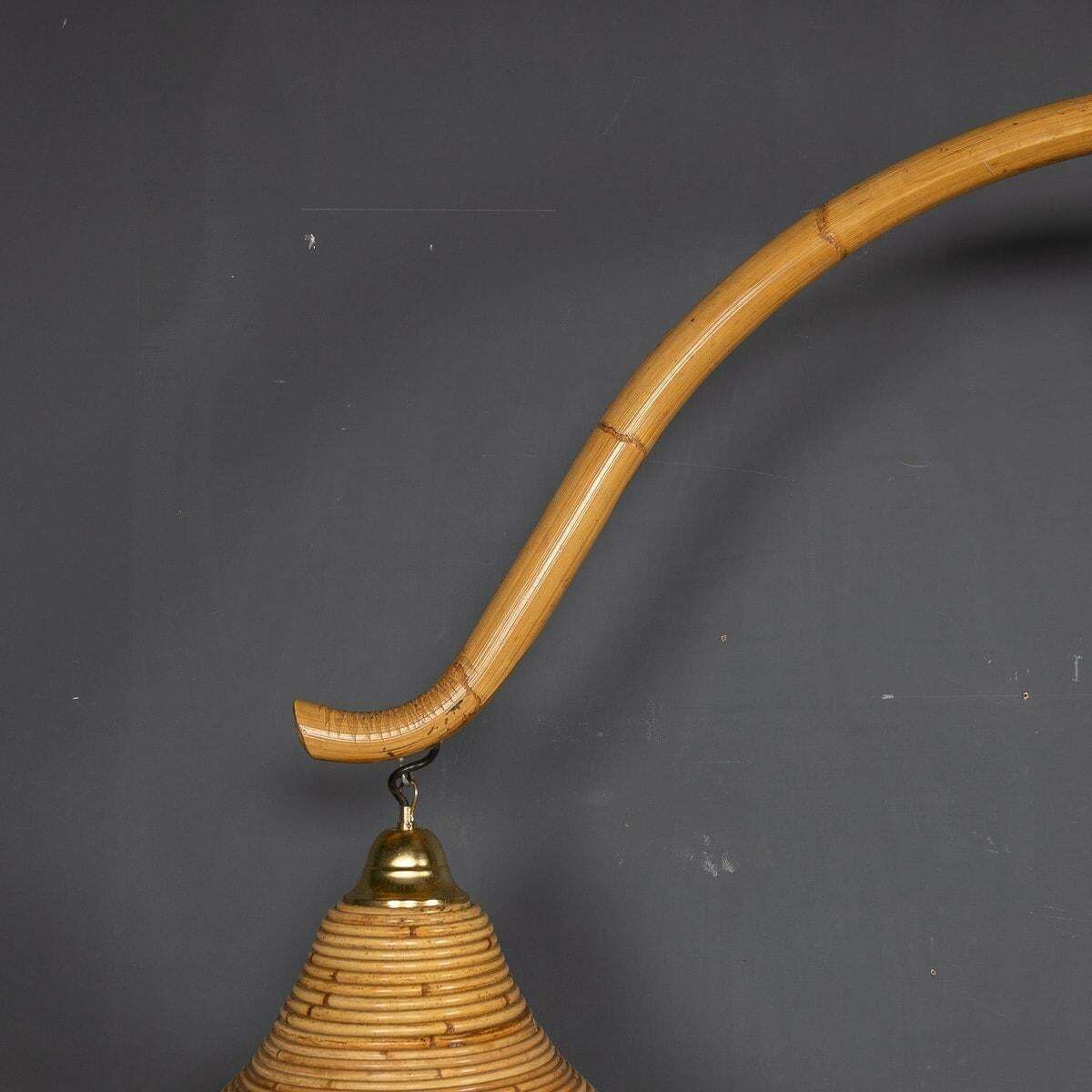 4495.0 20th Century Italian Bamboo Arc Floor Lamp By Vivai Del Sud, C.1970 photo