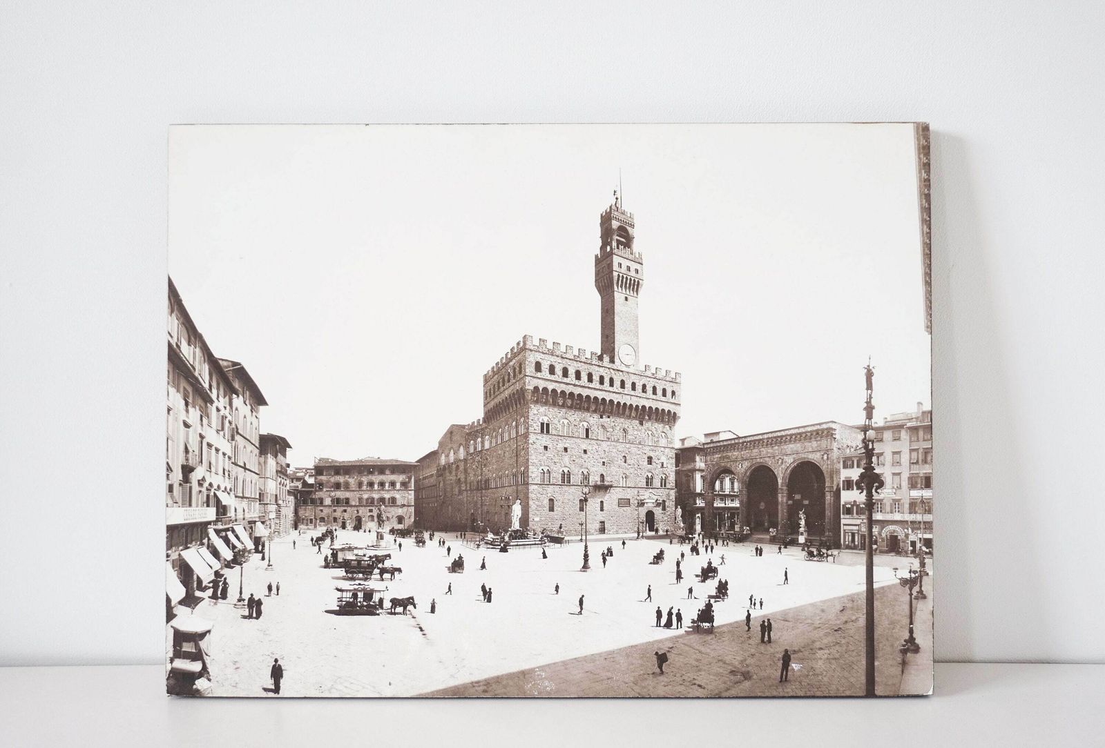 Large Old Photograph On Wood Panel   Florence Italy