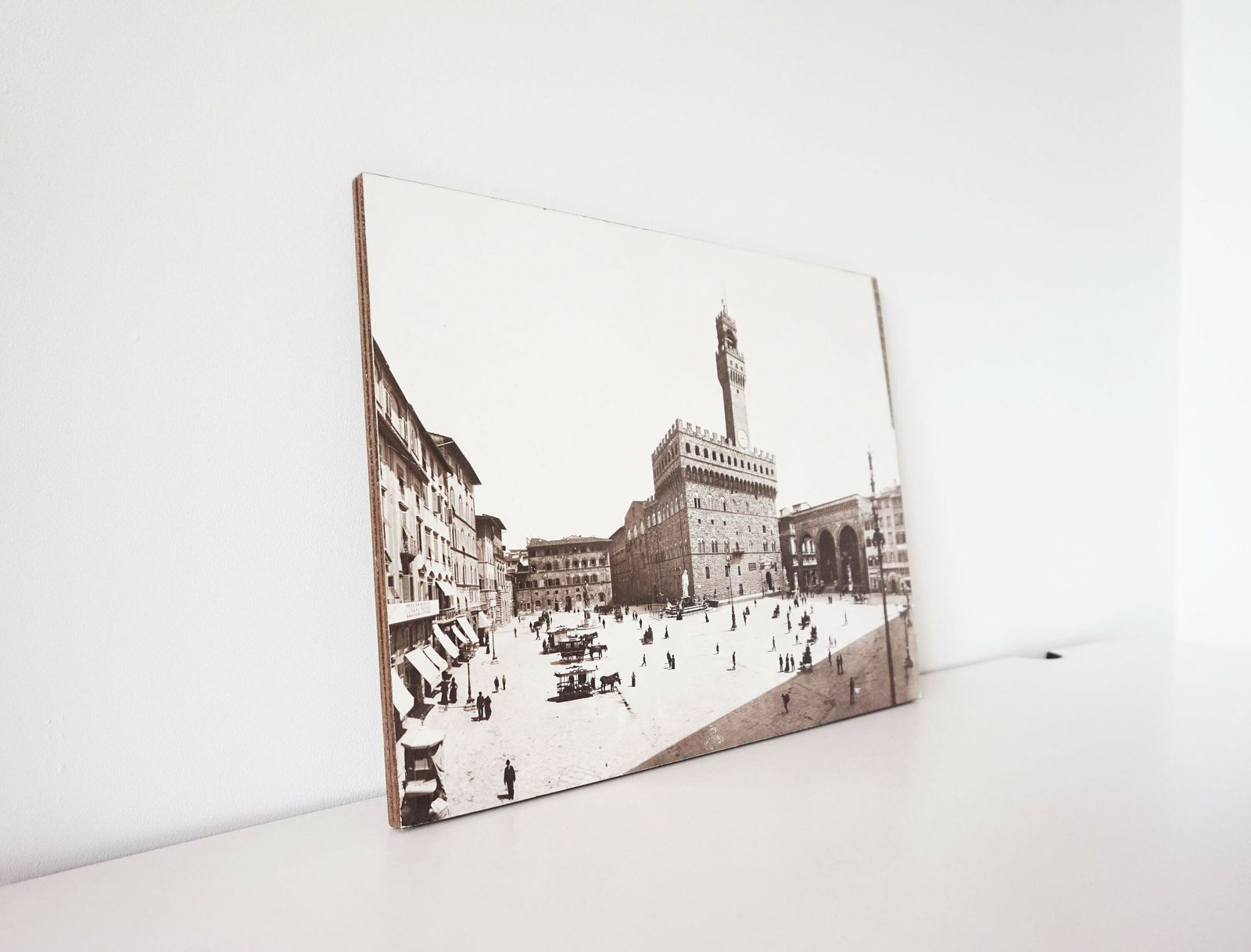 Large Old Photograph On Wood Panel   Florence Italy photo Art