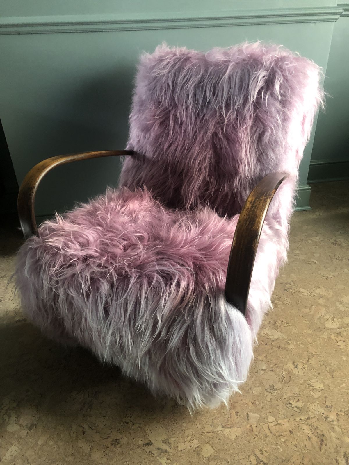 1920 1949 Attributed To Jindrich Halabala Arm Chair In Icelandic Long Sheepskin