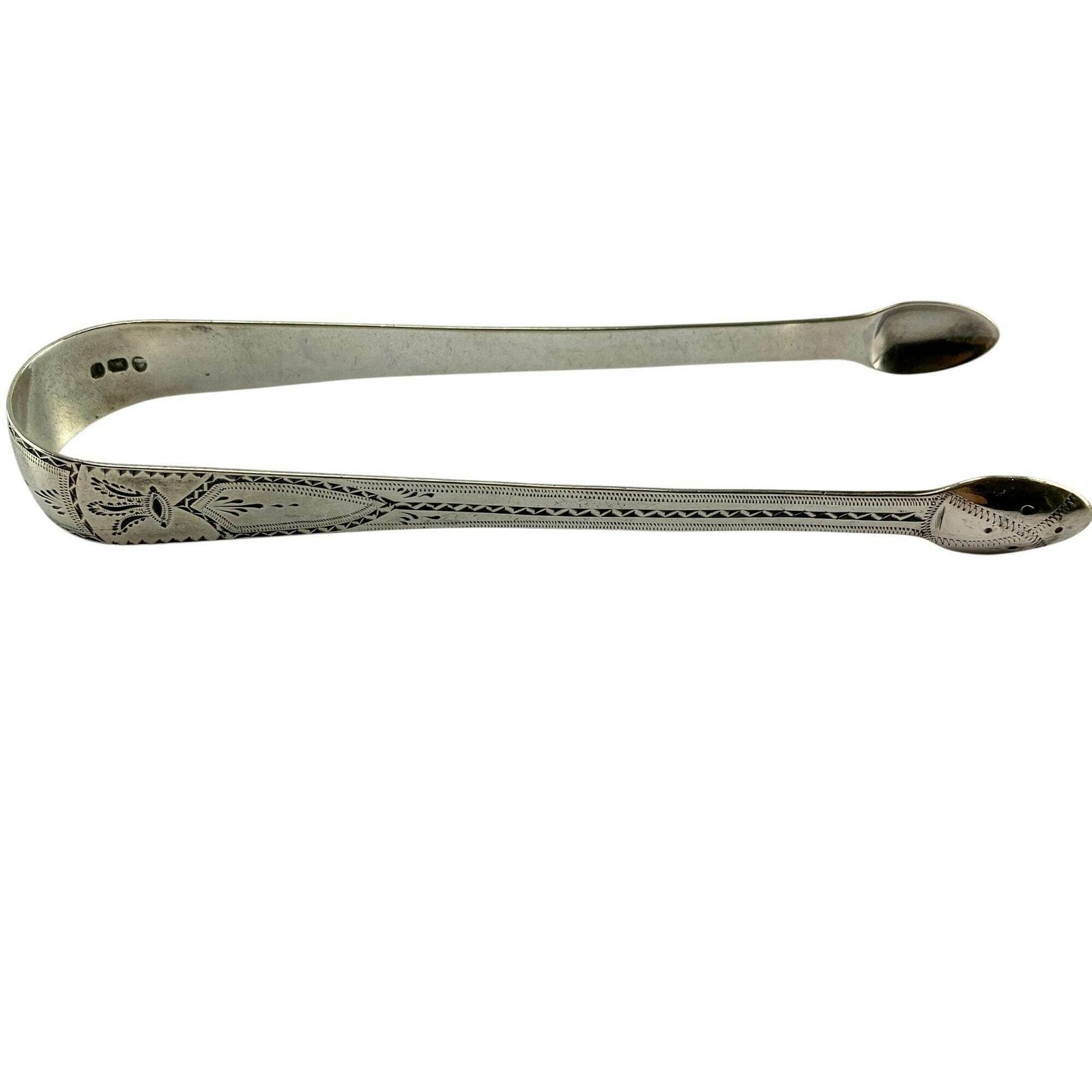 Antique Silver Hallmarked Sugar Tongs   George Wintle   London 1792   Monogrammed "Gl"