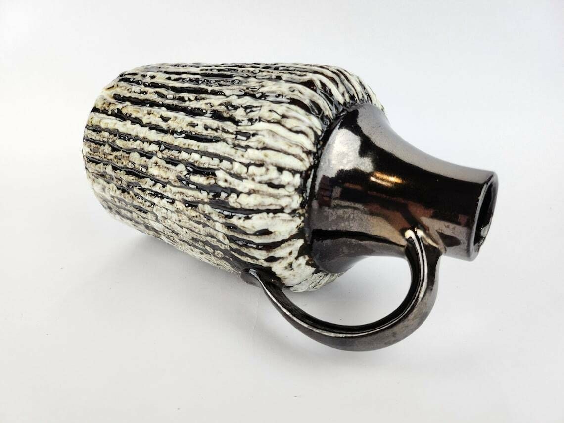 Vintage Ceramano Metallic Bruine Vaas Met Syrakus Decor 225 West Duits Aardewerk Jaren 1960 photo for sale