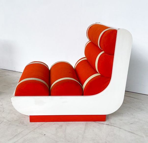 Pair Of Red Italian Mid Century Modern Armchairs photo Furniture