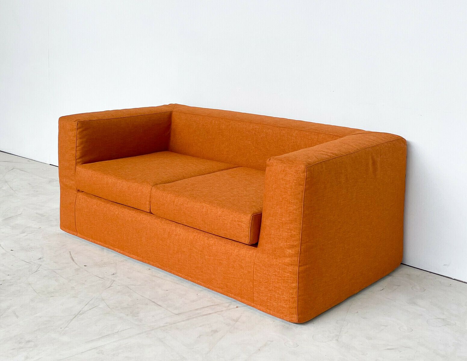 Italian Mid Century Orange Three Piece Sofa Set photo for sale