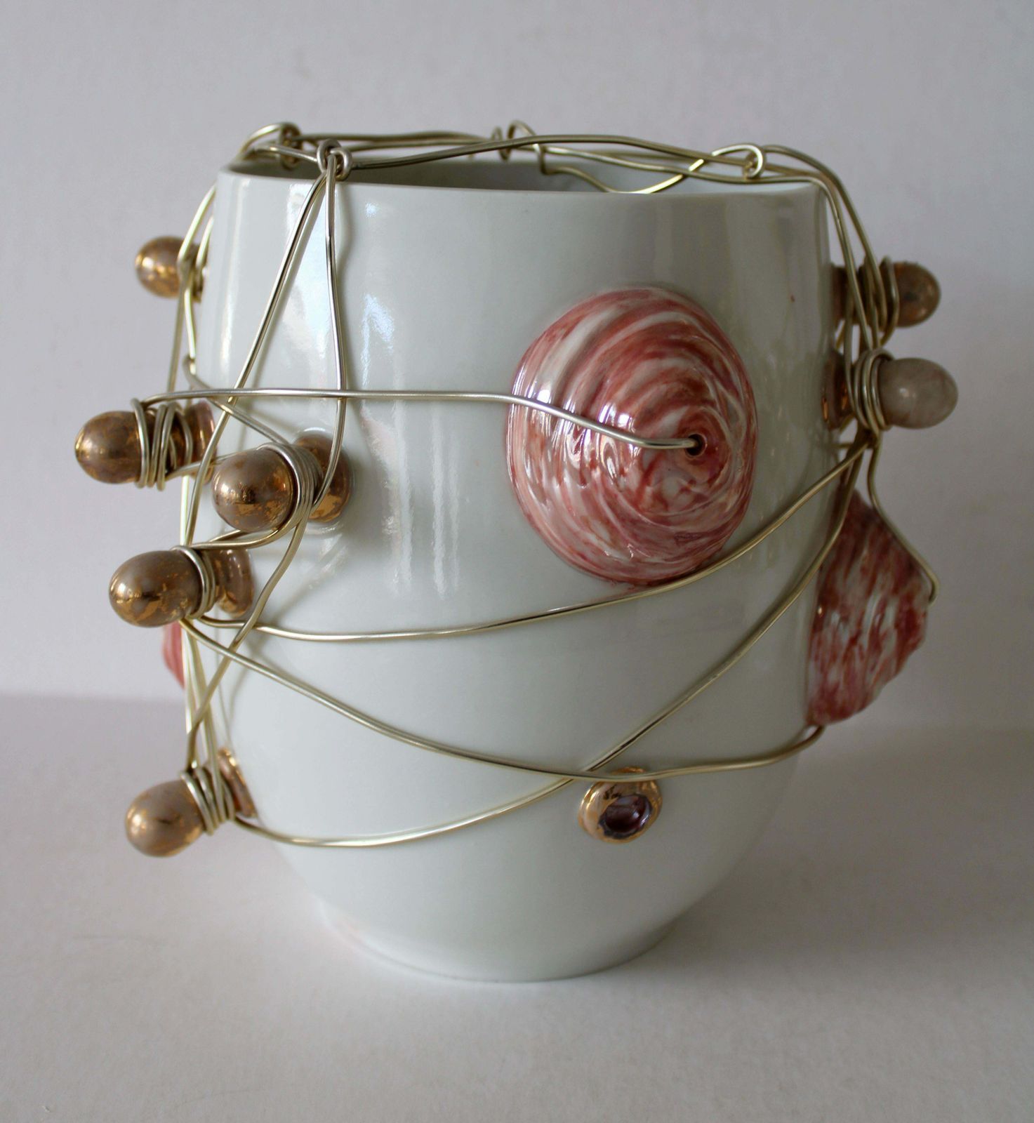 Inese Brants Vases With Wires   Set Of Two 2009, Porcelain, Wire, photo vinterior