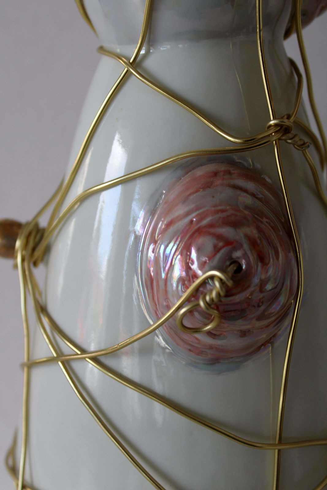 photo vintage Inese Brants Vases With Wires   Set Of Two 2009, Porcelain, Wire,