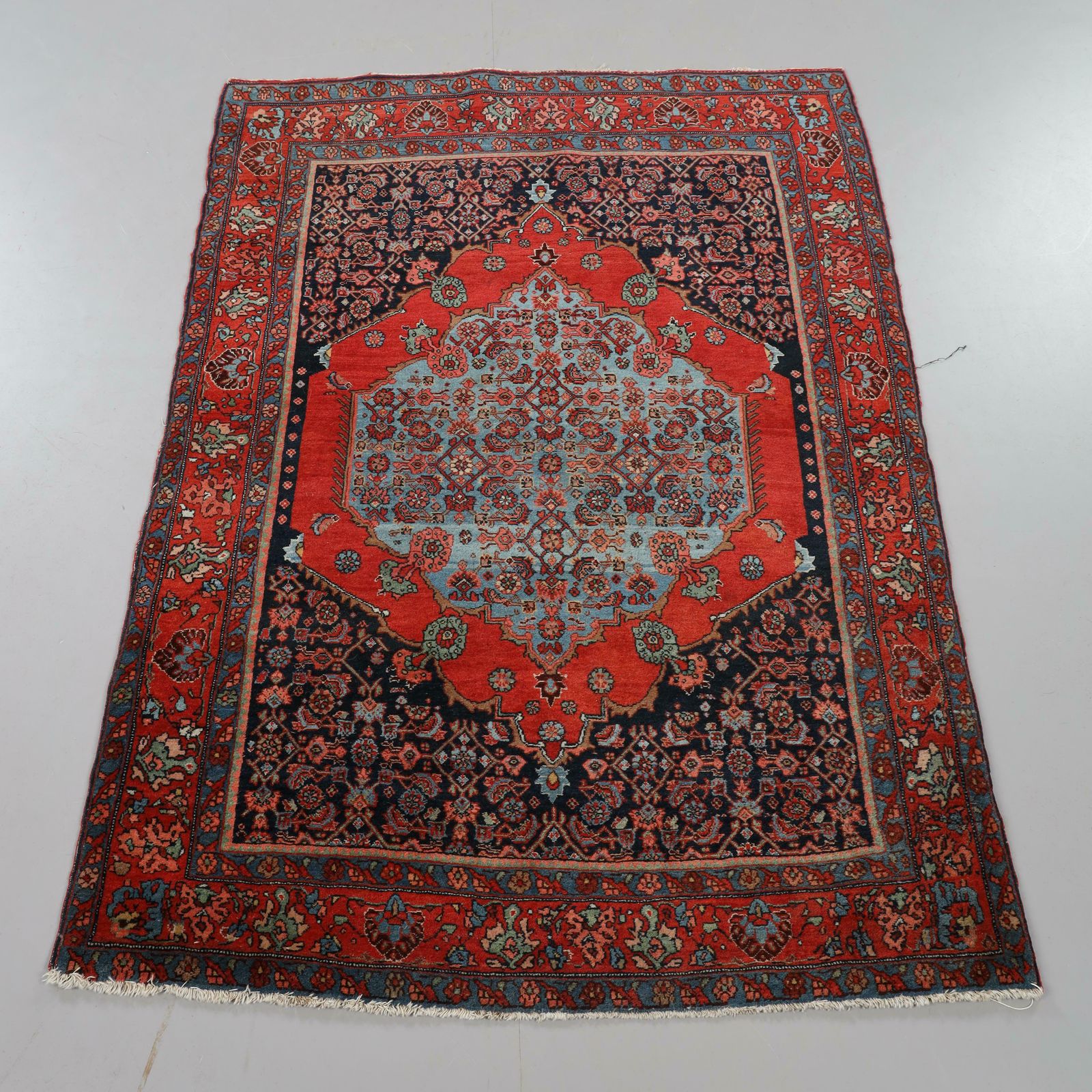 Red Carpet Medallion Hand Woven Wool Area Rug Traditional Floral Rust Carpet photo 3200.0