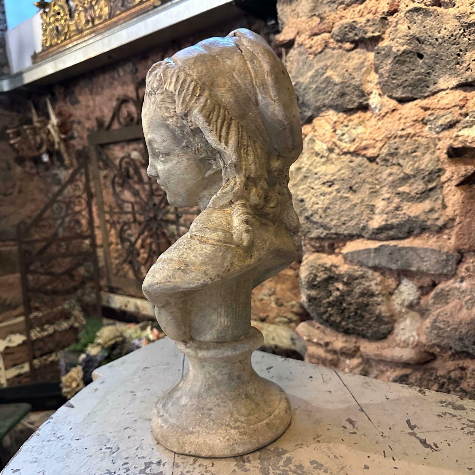 Art 1930s Terracotta Sicilian Sculpture Of A Young Girl photo