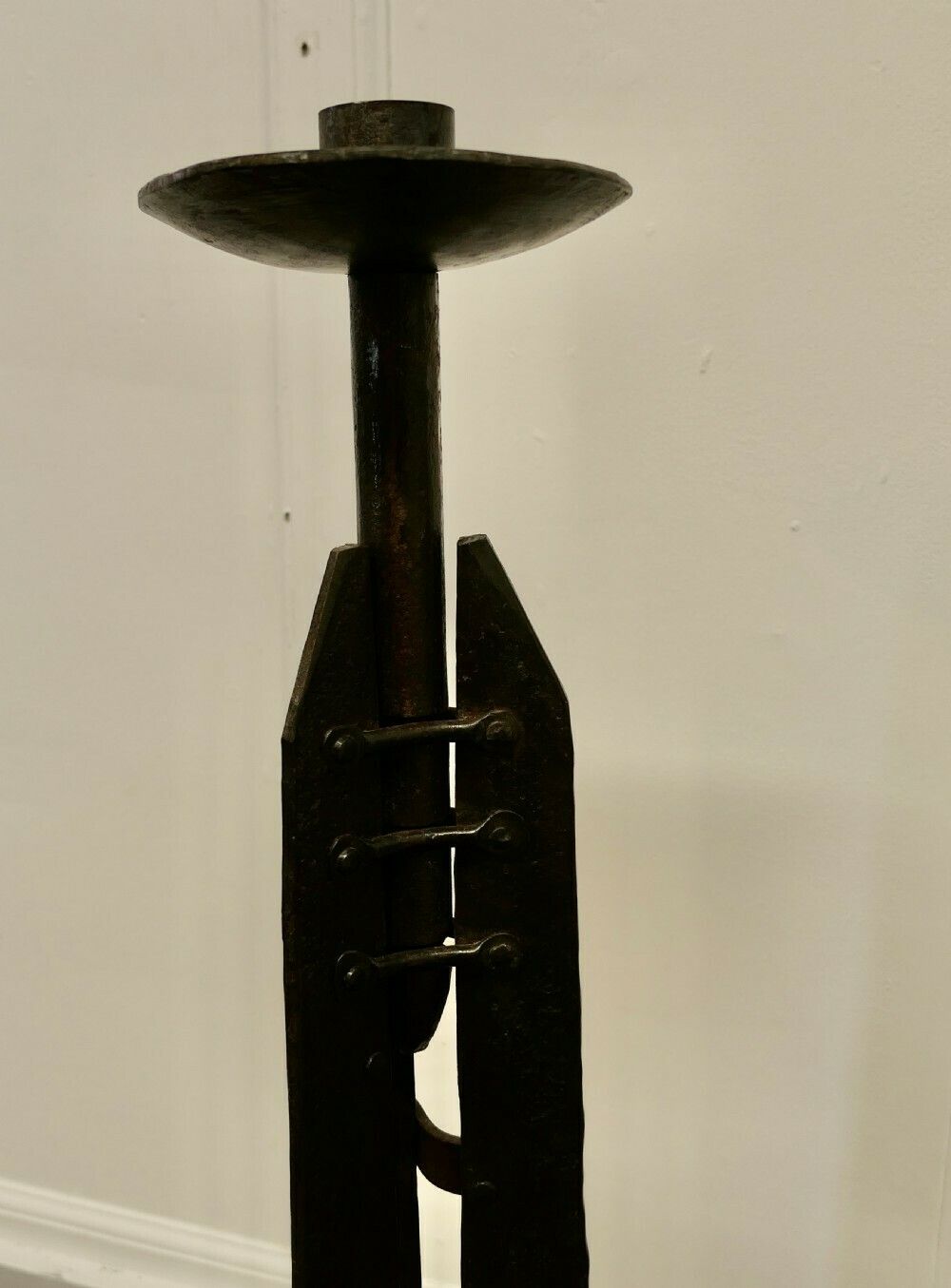 Set Of 4 Hand Forged Iron 5ft Floor Standing Cathedral Candle Sticks, photo Home Decor
