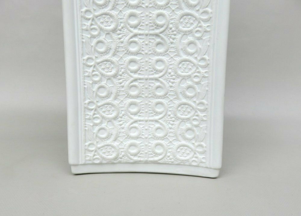 Op Art Floor Vase In Biscuit Porcelain From Schumann Arzberg, Bavaria, Germany, 1970s photo vinterior