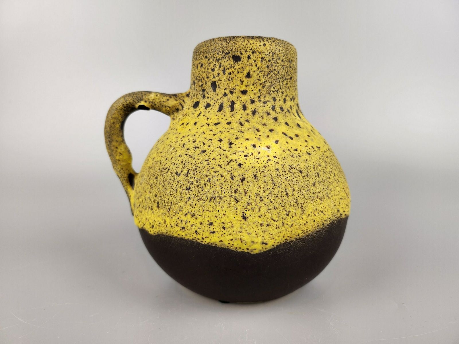 Vintage Silberdistel Keramik Brown With Yellow Fat Lava Vase 336 15 West German Pottery 1970s photo for sale