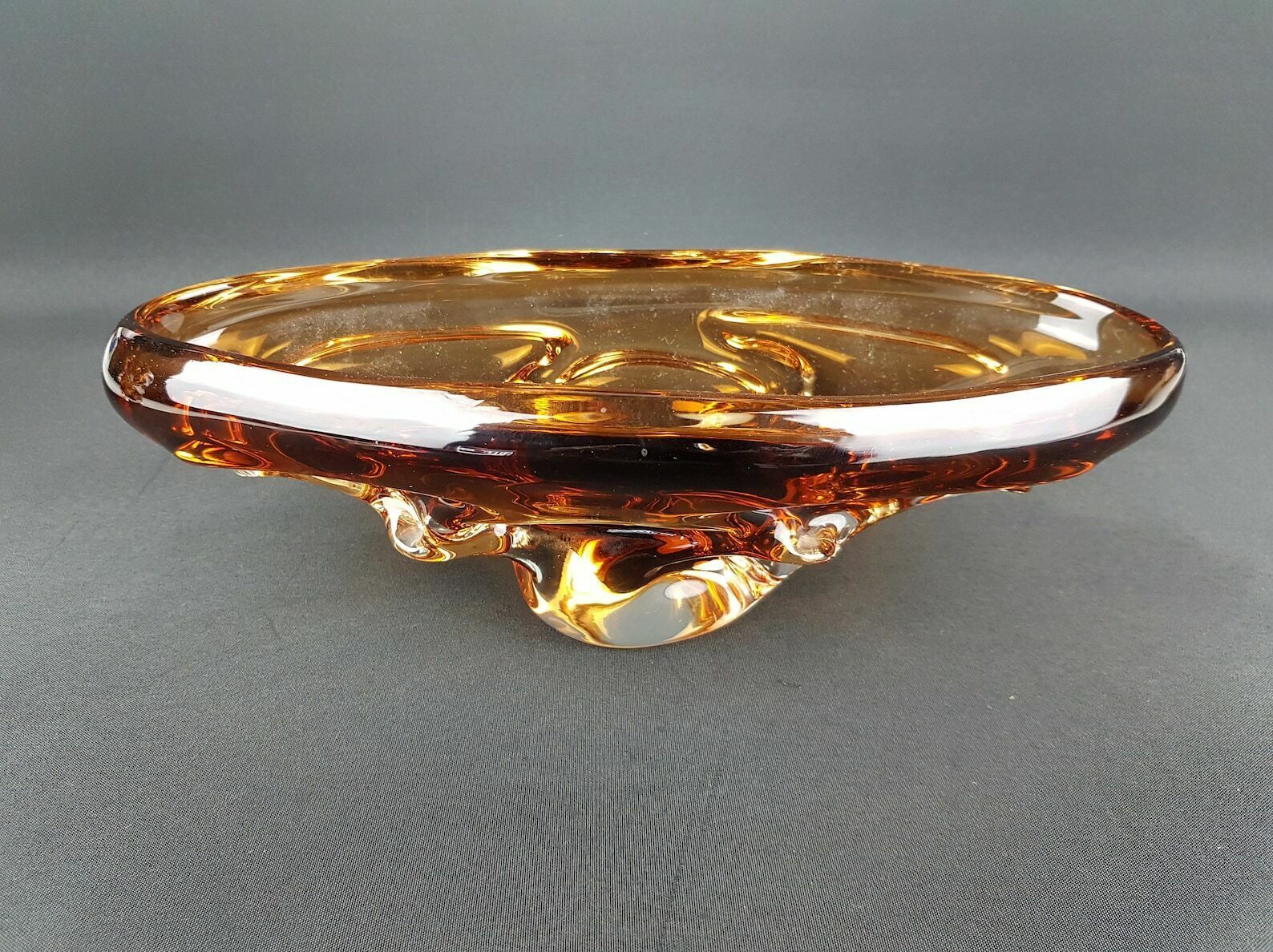 Vintage Jan Beranek Glass Bowl From Czech Slovakia 1960s
