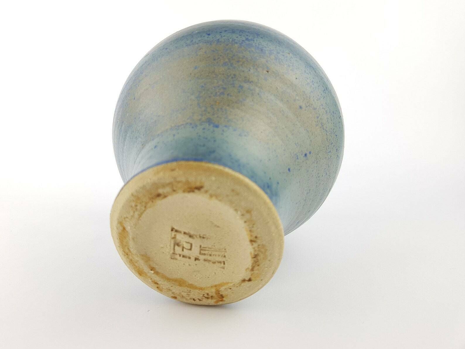 Vintage Ernst P. Degen Blue And Purple Stylish Studio Art Vase Mid Century Design photo vinterior