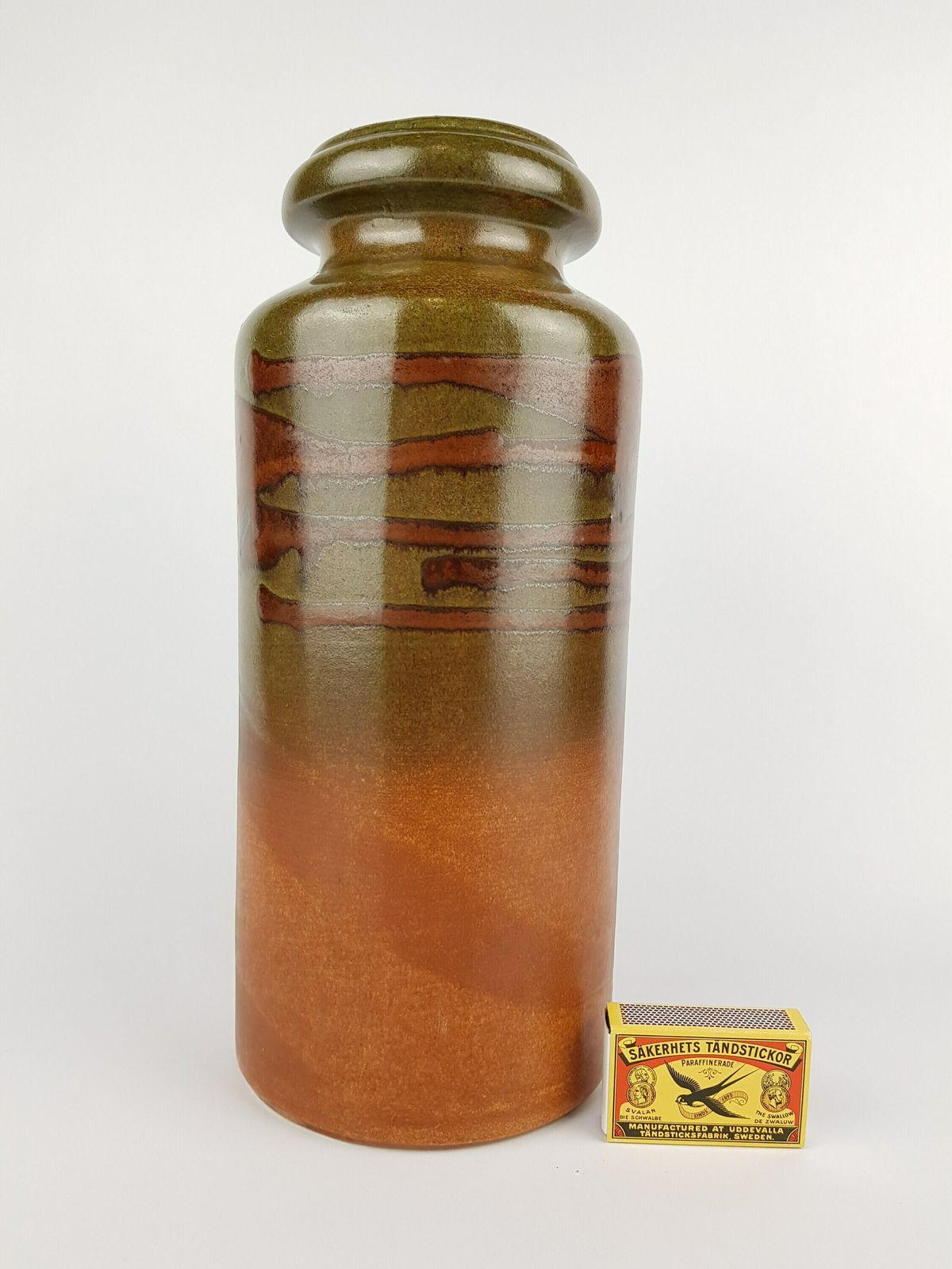Vintage Scheurich Keramik Green And Brown Fat Lava Vase 517 30 West German Pottery 1970s photo furniture