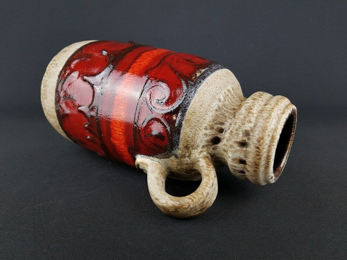 Vintage Brown Red Scheurich Keramik Fat Lava Vase 413 26 West Geman Pottery 1970s photo for sale