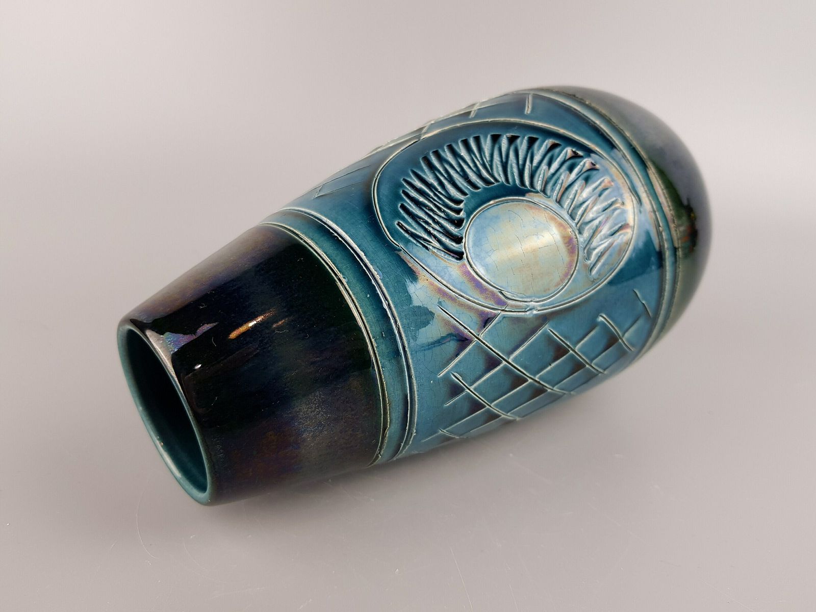 Vintage Ubelacker (U Keramik) Blue Vase 455 20 West German Pottery 1960s photo Home Decor