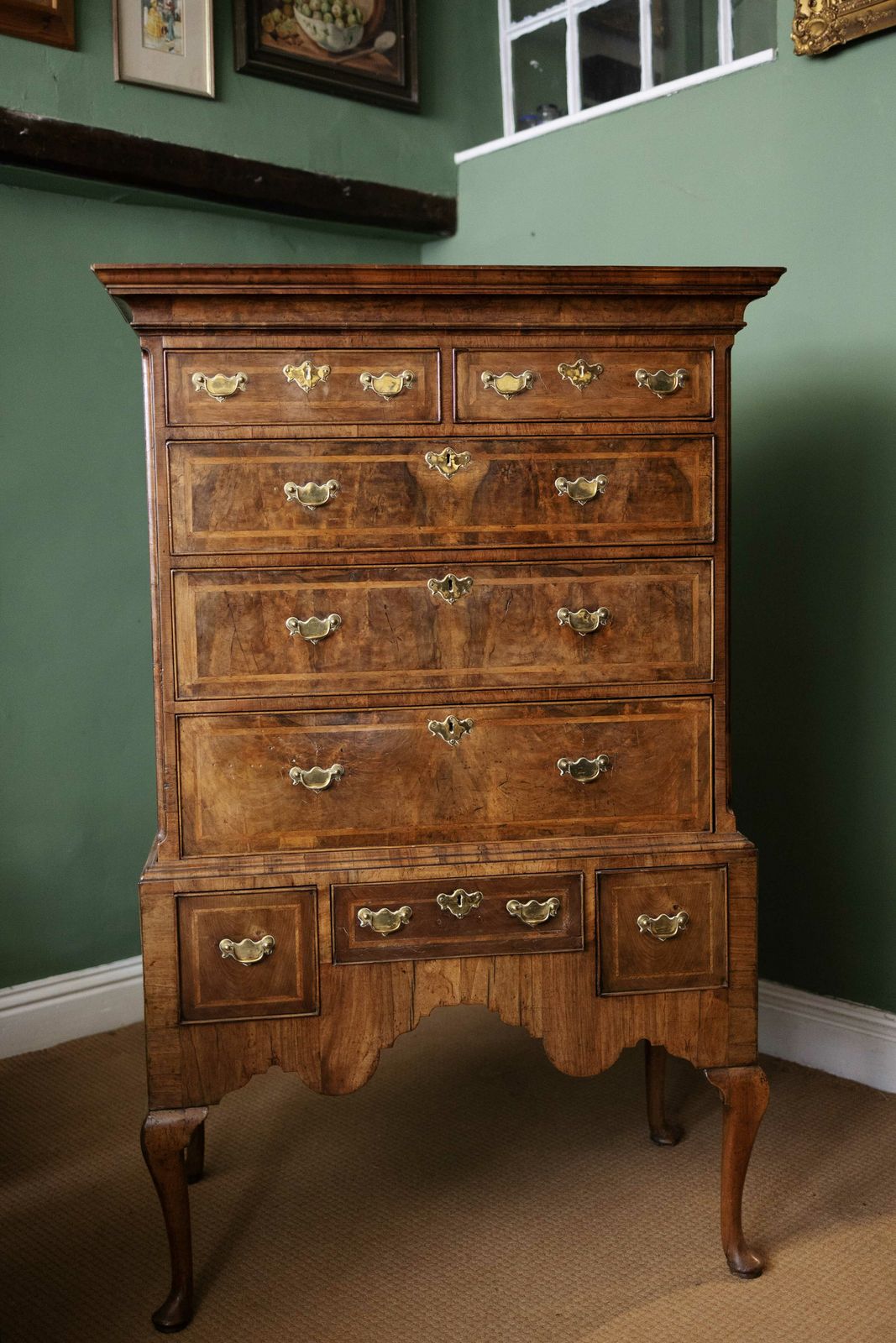 Early 18th Century Walnut Chest On Stand With Cabriole Legs