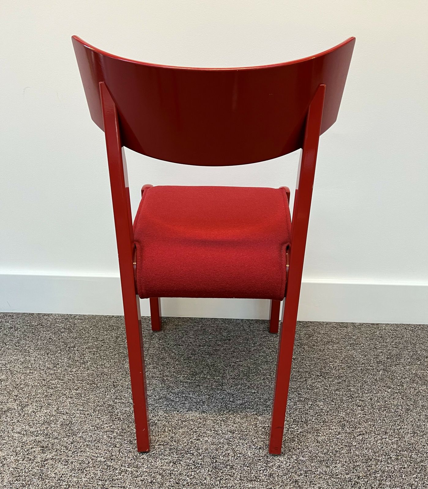 Vintage Red Lacquered Felt Fabric Chairs | Mid Century Design | Seating For Home & Office Use photo 2000.0