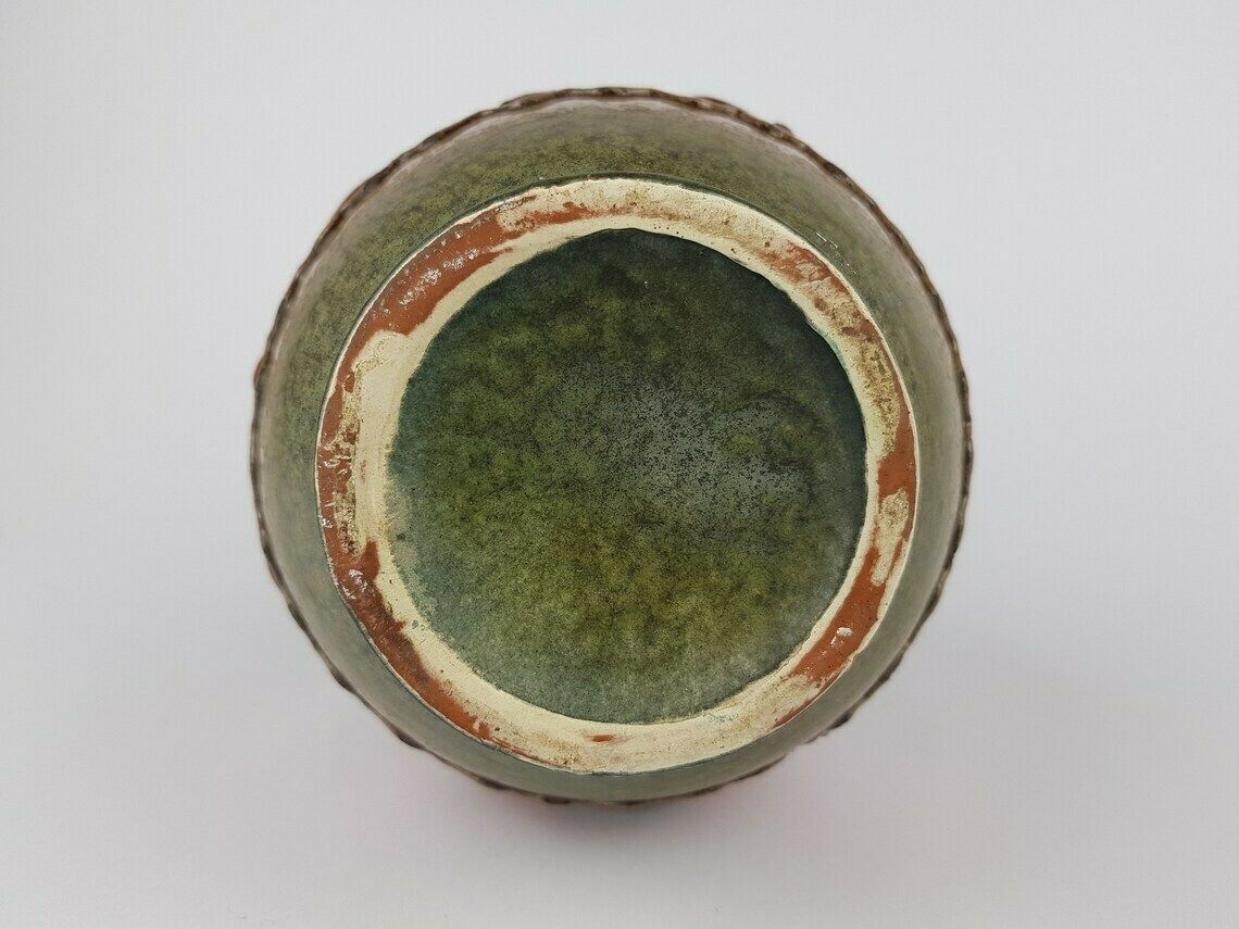 Vintage Green Red Carstens Keramik Vase 1256 22 West German Pottery 1960s photo vinterior