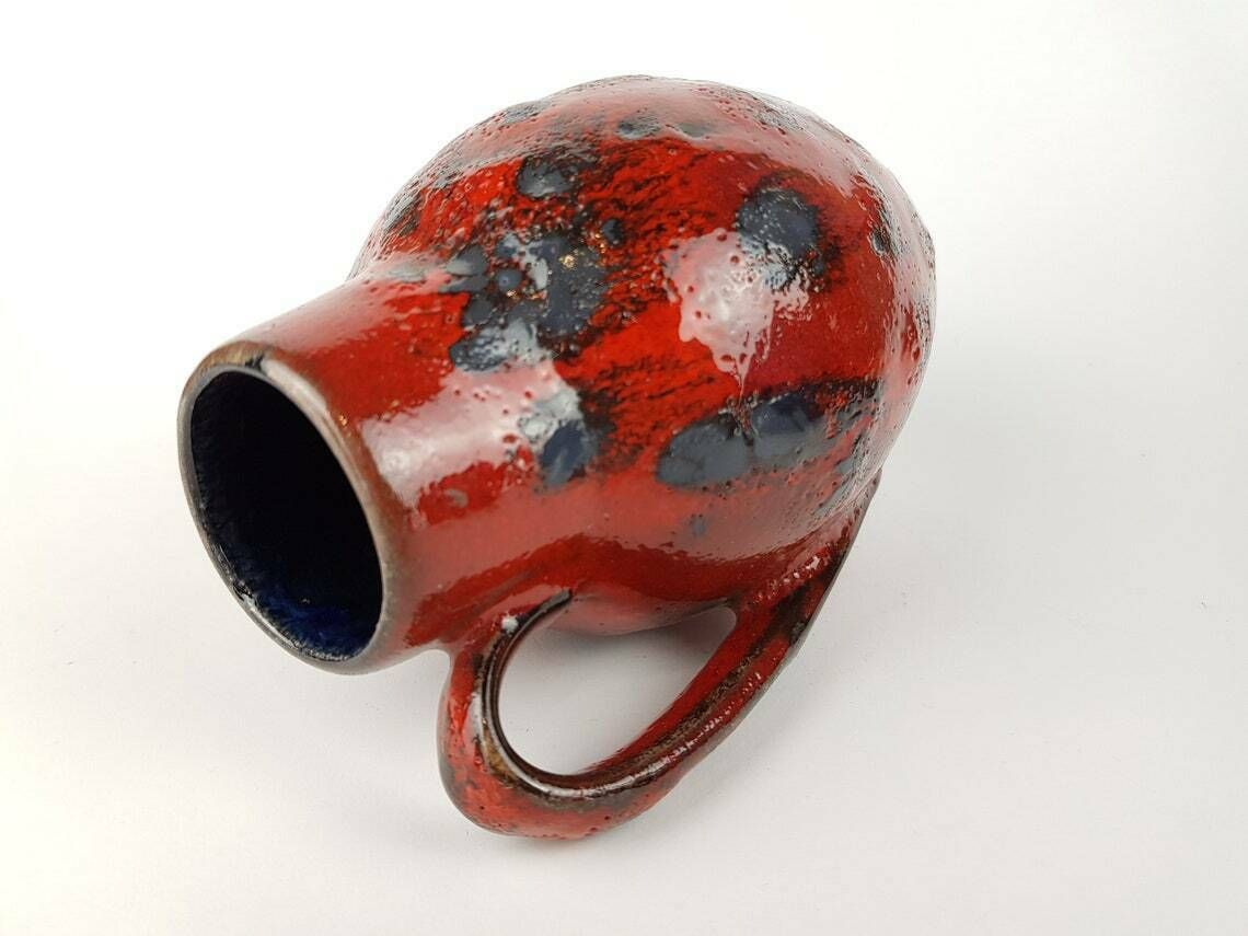 Vintage Scheurich Keramik Red And Black Fat Lava Vase 414 16 West German Pottery photo Home Decor