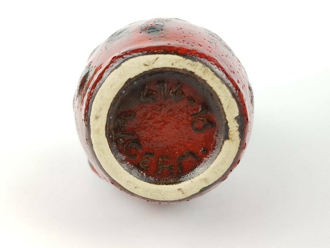 Vintage Scheurich Keramik Red And Black Fat Lava Vase 414 16 West German Pottery photo 51.0