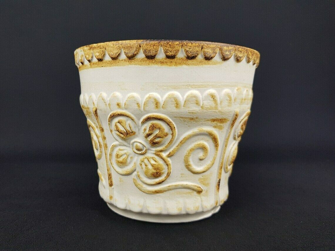 Vintage Ubelacker (ü Keramik) Beige Planter Flower Pot 224 15 West German Pottery