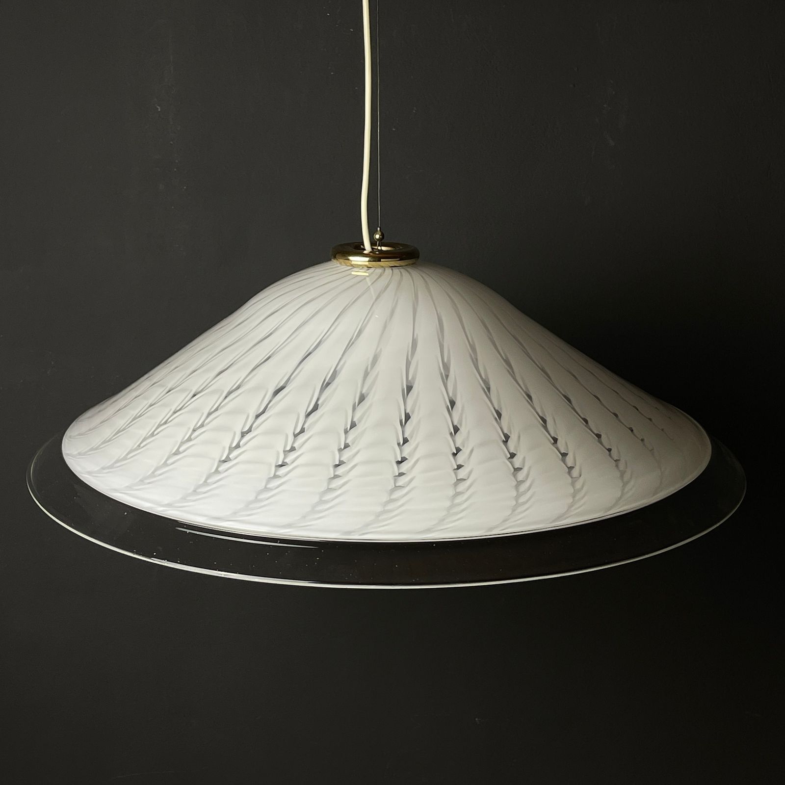 Vintage Swirl Murano Glass Pendant Lamp Italy 1970s photo Lighting